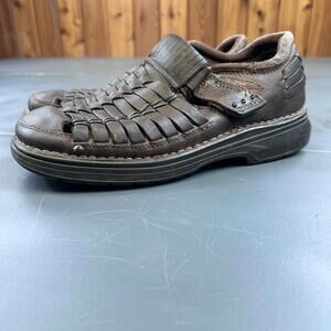 RJ Colt Sandals Men 9M Brown Braided Leather Sandalse Slip Sling Gavin Fisherman